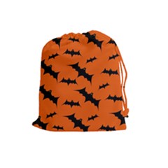 Halloween Card With Bats Flying Pattern Drawstring Pouch (large) by Vaneshart