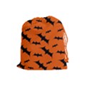 Halloween Card With Bats Flying Pattern Drawstring Pouch (Large) View1