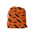 Halloween Card With Bats Flying Pattern Drawstring Pouch (Large) View2