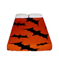 Halloween Card With Bats Flying Pattern Fitted Sheet (full/ Double Size) by Vaneshart