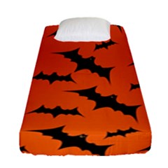 Halloween Card With Bats Flying Pattern Fitted Sheet (single Size) by Vaneshart