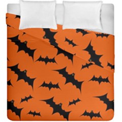 Halloween Card With Bats Flying Pattern Duvet Cover Double Side (king Size) by Vaneshart