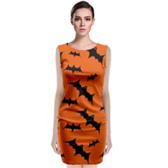 Halloween Card With Bats Flying Pattern Classic Sleeveless Midi Dress by Vaneshart