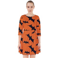 Halloween Card With Bats Flying Pattern Smock Dress by Vaneshart