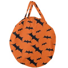 Halloween Card With Bats Flying Pattern Giant Round Zipper Tote by Vaneshart