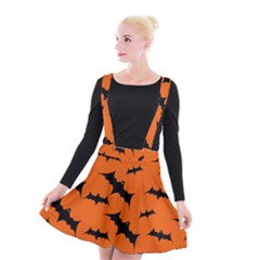 Halloween Card With Bats Flying Pattern Suspender Skater Skirt by Vaneshart