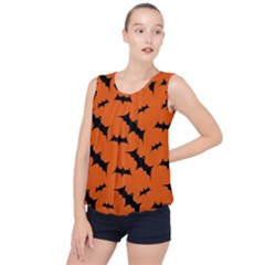 Halloween Card With Bats Flying Pattern Bubble Hem Chiffon Tank Top by Vaneshart