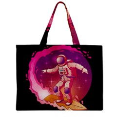 Astronaut Spacesuit Standing Surfboard Surfing Milky Way Stars Zipper Mini Tote Bag by Vaneshart