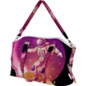 Astronaut Spacesuit Standing Surfboard Surfing Milky Way Stars Canvas Crossbody Bag View2