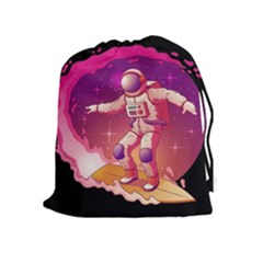 Astronaut Spacesuit Standing Surfboard Surfing Milky Way Stars Drawstring Pouch (xl) by Vaneshart