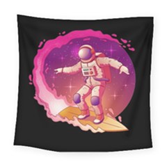 Astronaut Spacesuit Standing Surfboard Surfing Milky Way Stars Square Tapestry (large) by Vaneshart