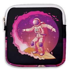 Astronaut Spacesuit Standing Surfboard Surfing Milky Way Stars Mini Square Pouch by Vaneshart