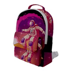 Astronaut Spacesuit Standing Surfboard Surfing Milky Way Stars Flap Pocket Backpack (large) by Vaneshart