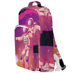 Astronaut Spacesuit Standing Surfboard Surfing Milky Way Stars Double Compartment Backpack by Vaneshart