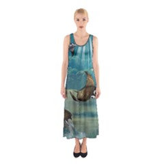 Awesome Steampunk Manta Rays Sleeveless Maxi Dress by FantasyWorld7