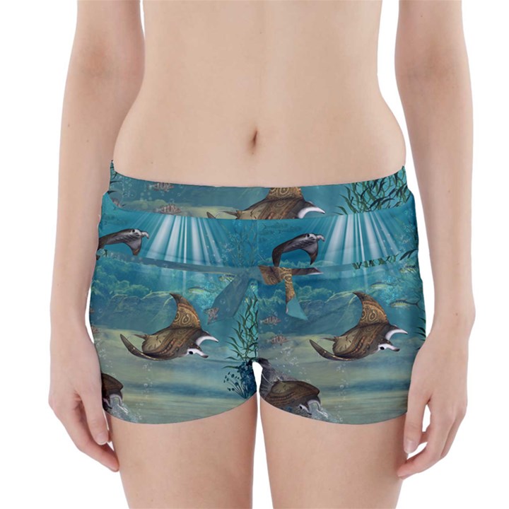 Awesome Steampunk Manta Rays Boyleg Bikini Wrap Bottoms