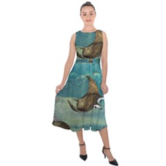 Awesome Steampunk Manta Rays Midi Tie-back Chiffon Dress by FantasyWorld7