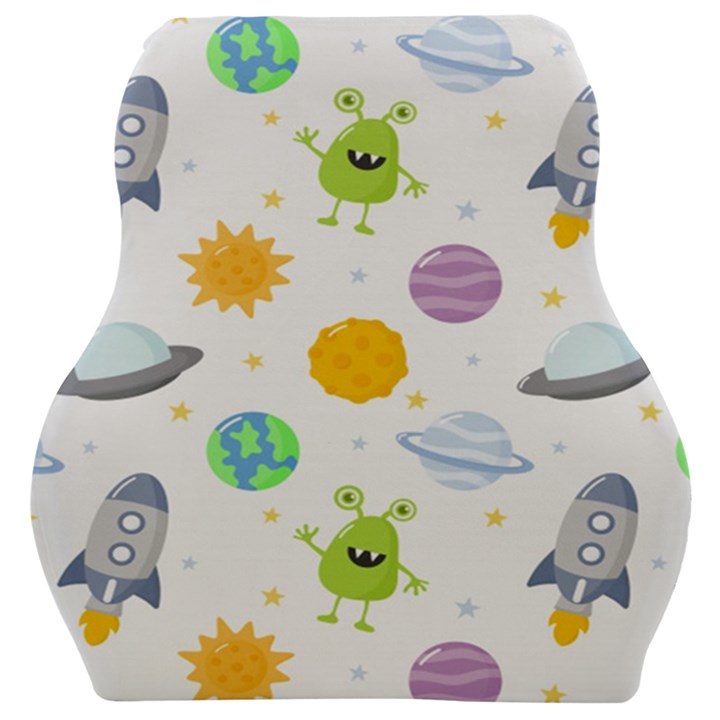 Seamless Pattern Cartoon Space Planets Isolated White Background Car Seat Velour Cushion 