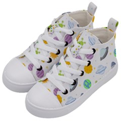 Seamless Pattern Cartoon Space Planets Isolated White Background Kids  Mid-top Canvas Sneakers by Vaneshart