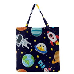 Space Seamless Pattern Grocery Tote Bag by Vaneshart