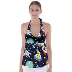 Space Seamless Pattern Babydoll Tankini Top by Vaneshart