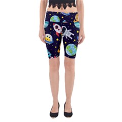 Space Seamless Pattern Yoga Cropped Leggings by Vaneshart