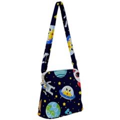 Space Seamless Pattern Zipper Messenger Bag by Vaneshart