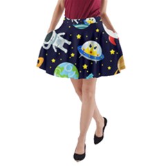 Space Seamless Pattern A-line Pocket Skirt by Vaneshart