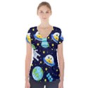 Space Seamless Pattern Short Sleeve Front Detail Top View1