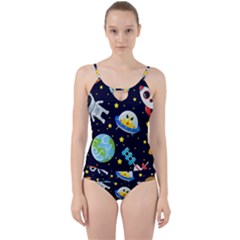 Space Seamless Pattern Cut Out Top Tankini Set by Vaneshart