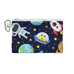 Space Seamless Pattern Canvas Cosmetic Bag (medium) by Vaneshart