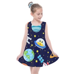 Space Seamless Pattern Kids  Summer Dress by Vaneshart