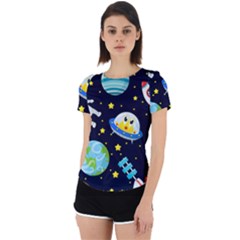 Space Seamless Pattern Back Cut Out Sport Tee by Vaneshart