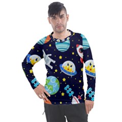 Space Seamless Pattern Men s Pique Long Sleeve Tee