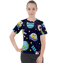 Space Seamless Pattern Women s Sport Raglan Tee