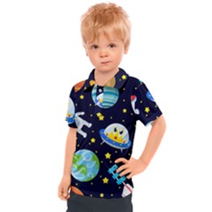 Space Seamless Pattern Kids  Polo Tee