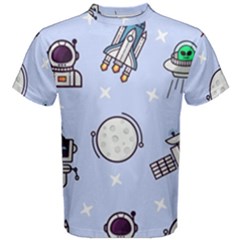 Seamless Pattern With Space Theme Men s Cotton Tee by Vaneshart