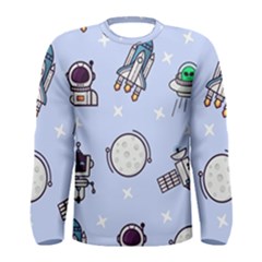 Seamless Pattern With Space Theme Men s Long Sleeve Tee by Vaneshart