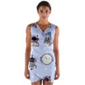 Seamless Pattern With Space Theme Wrap Front Bodycon Dress View1