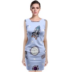 Seamless Pattern With Space Theme Classic Sleeveless Midi Dress by Vaneshart