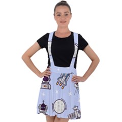 Seamless Pattern With Space Theme Velvet Suspender Skater Skirt by Vaneshart