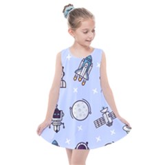 Seamless Pattern With Space Theme Kids  Summer Dress by Vaneshart