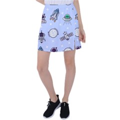 Seamless Pattern With Space Theme Tennis Skirt