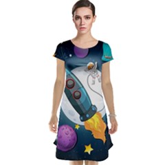 Spaceship Astronaut Space Cap Sleeve Nightdress by Vaneshart