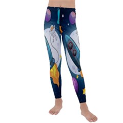 Spaceship Astronaut Space Kids  Lightweight Velour Leggings by Vaneshart