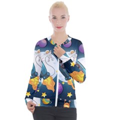 Spaceship Astronaut Space Casual Zip Up Jacket