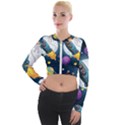 Spaceship Astronaut Space Long Sleeve Cropped Velvet Jacket View1