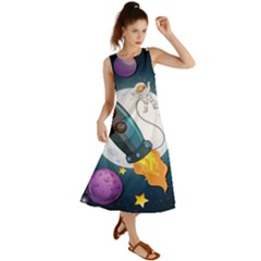 Spaceship Astronaut Space Summer Maxi Dress by Vaneshart