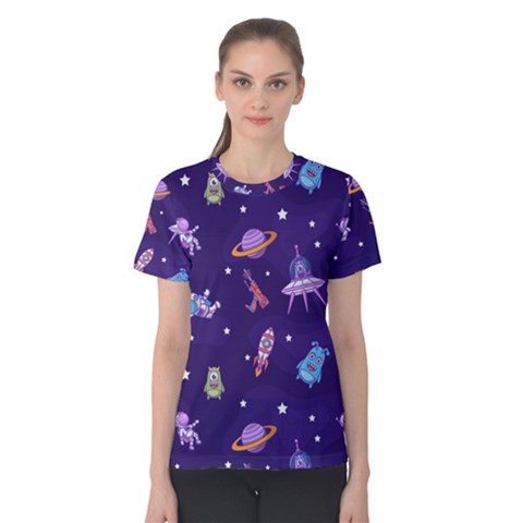 Space Seamless Pattern Women s Cotton Tee by Vaneshart