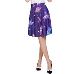 Space Seamless Pattern A-line Skirt by Vaneshart